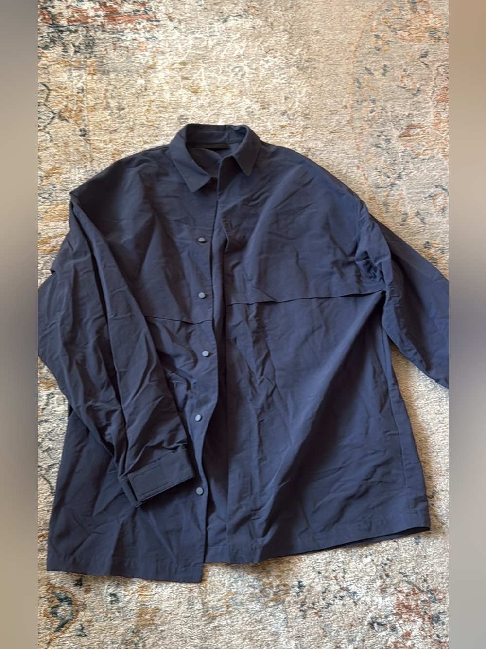 Essentials Navy Lightweight Button-Front Shirt Jacket